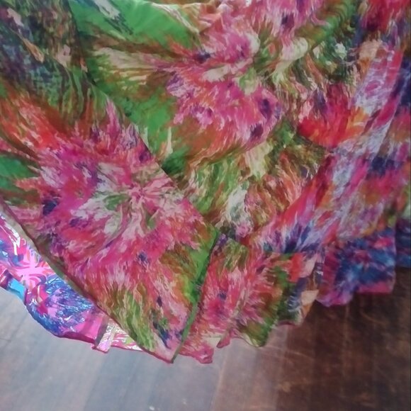 Draper's & Damon's Bodice Midi Maxi Dress Purple Pink Green washed sz PS - Picture 3 of 5